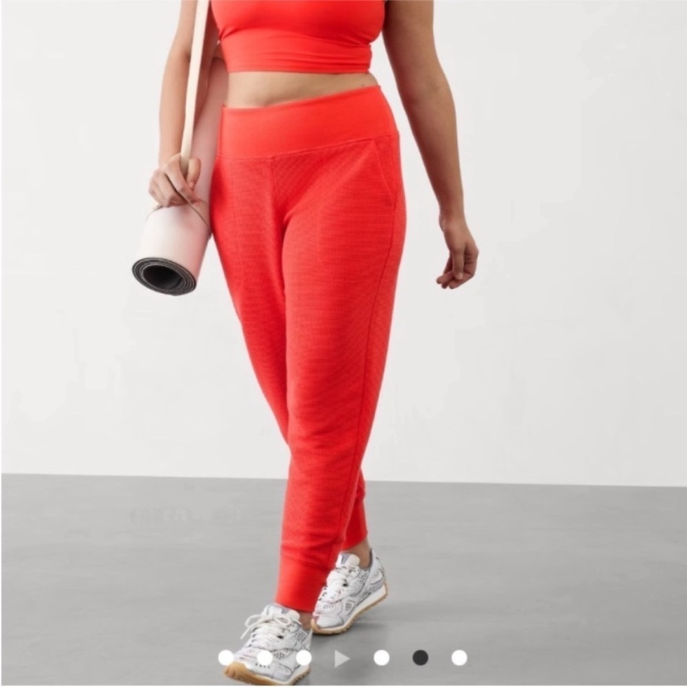 Athleta Coaster Luxe waffle high rise jogger in cardinal red size medium